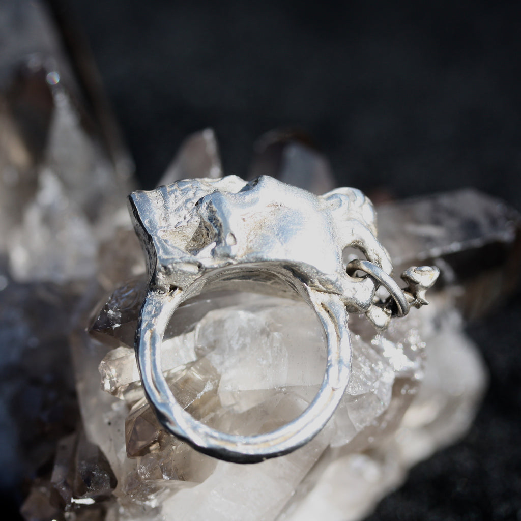 Friday Night Ghost (unisex) Ring( Darkened) Sapphire Eyes