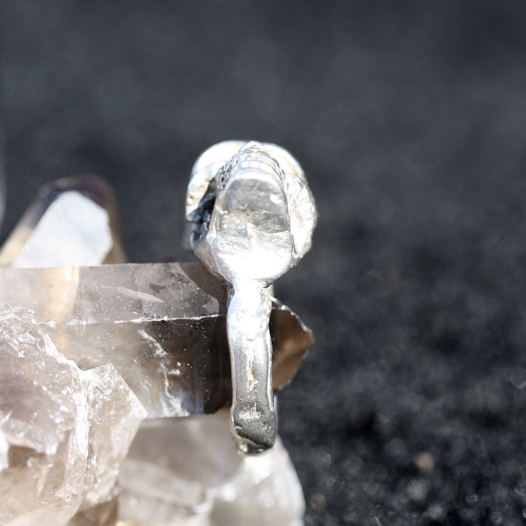 Friday Night Ghost (unisex) Ring( Darkened) Sapphire Eyes