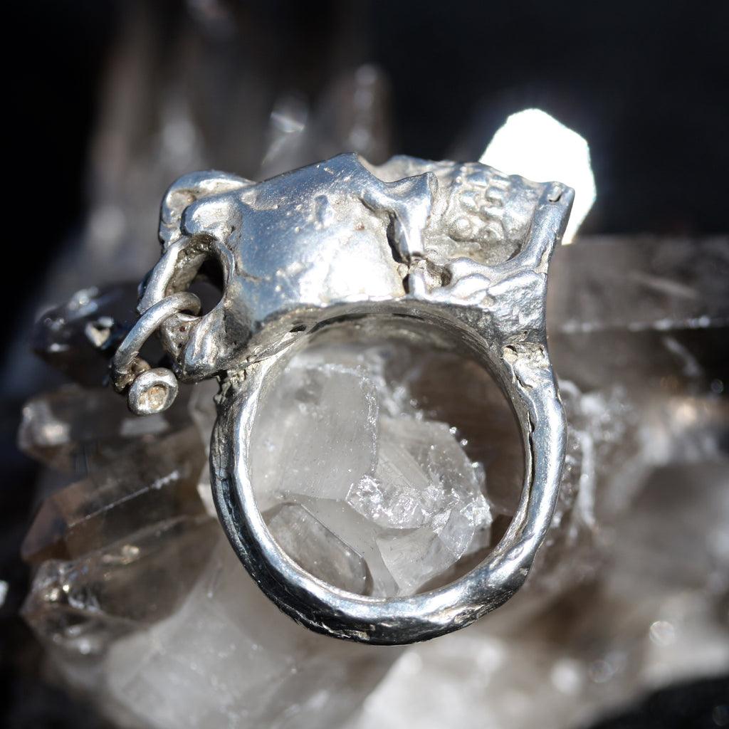 Friday Night Ghost (unisex) Ring( Darkened) Sapphire Eyes