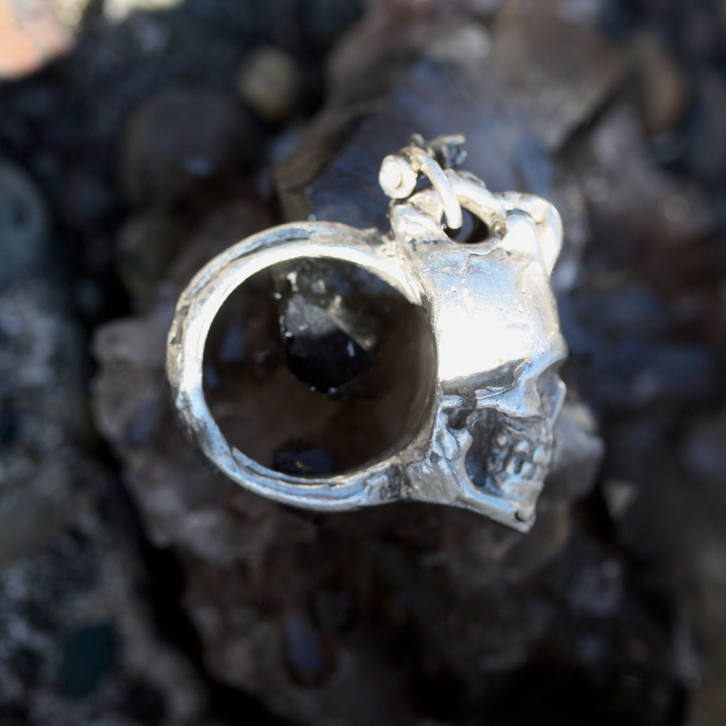 Friday Night Ghost (unisex) Ring( Darkened) Sapphire Eyes