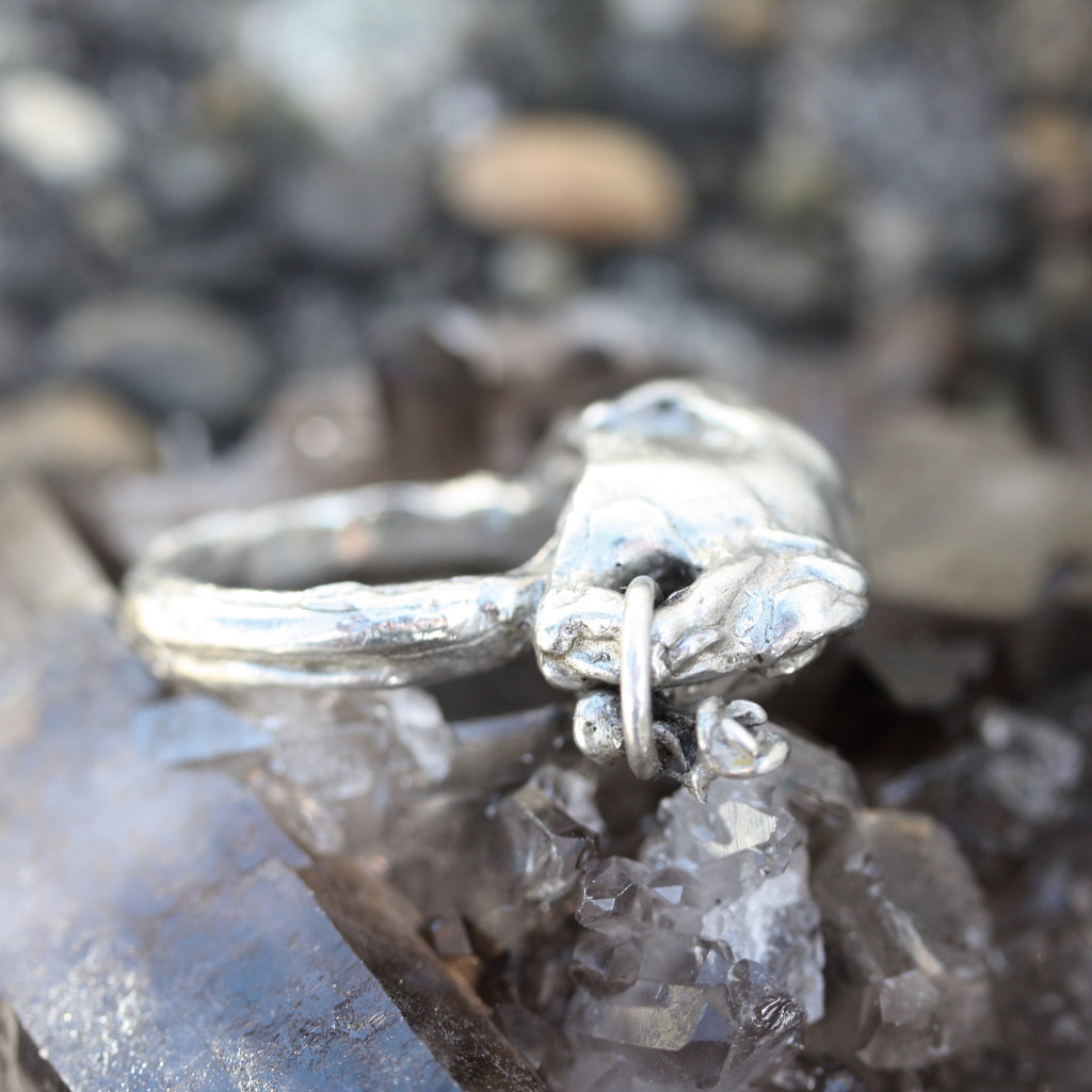 Friday Night Ghost (unisex) Ring( Darkened) Sapphire Eyes