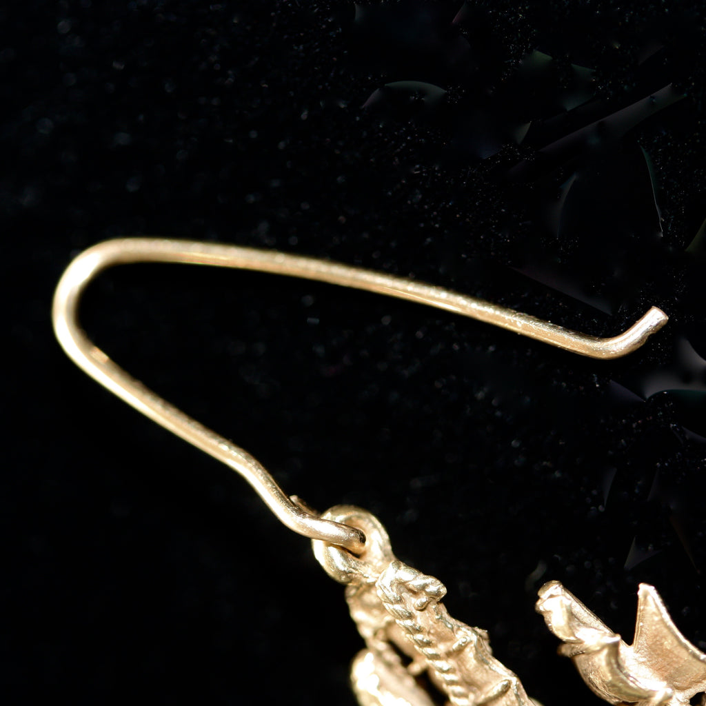 Golden Moon Pirate Ship Charm Earrings