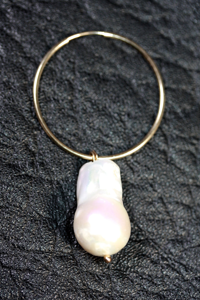 14ct Gold filled hoops Mabe Pearl Earrings large B- SALE