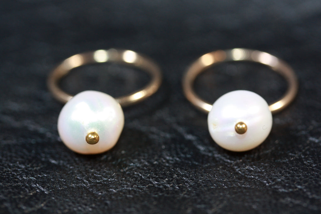 14ct Gold filled hoops Pearl Earrings small- SALE