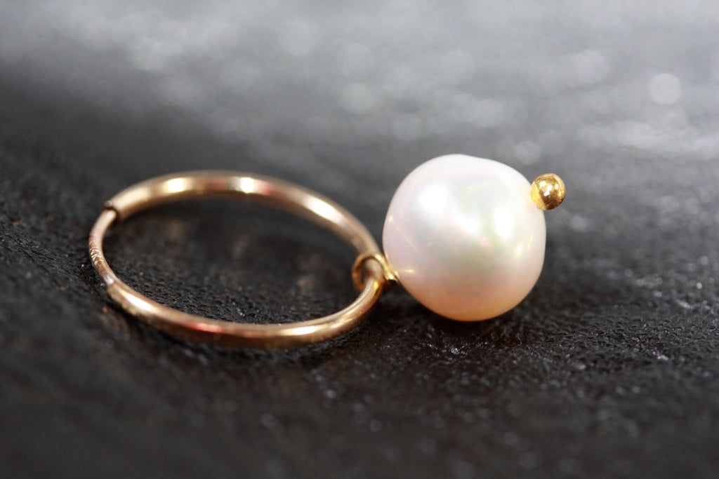 14ct Gold filled hoops Pearl Earrings small- SALE