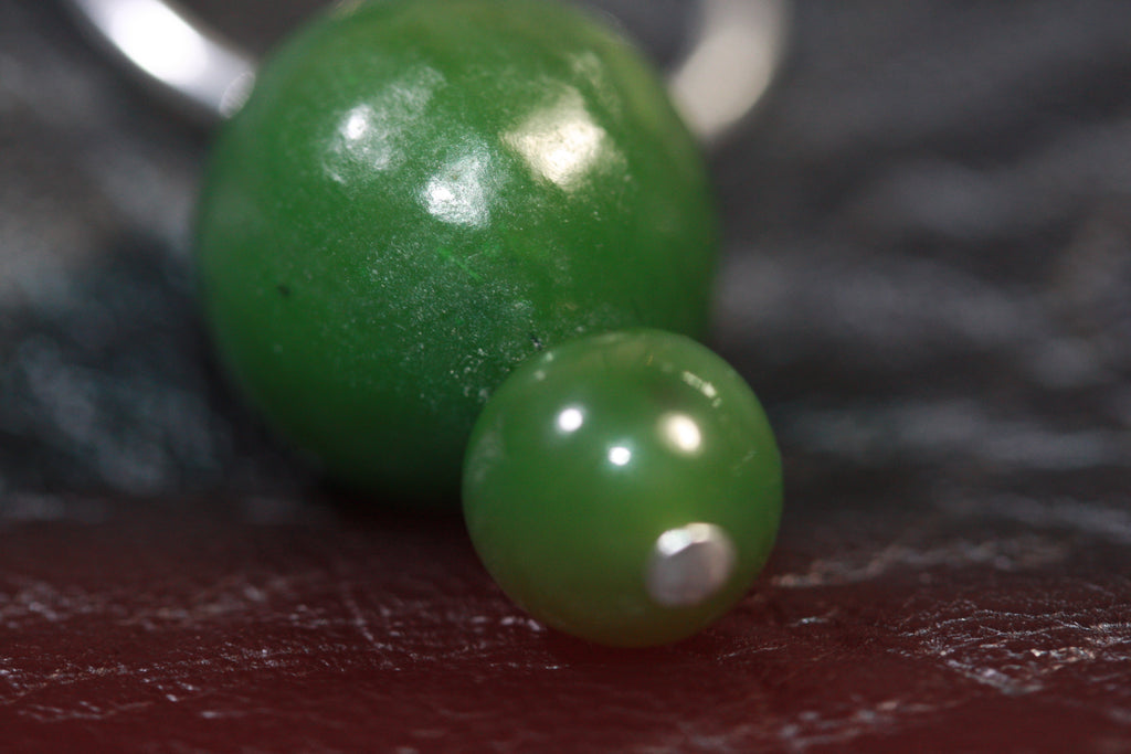 Sterling silver hoops Double Pounamu (Greenstone) Earrings medium - SALE