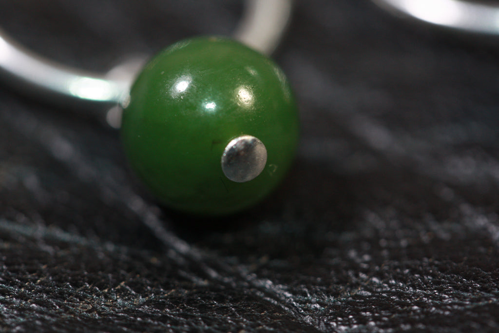 sterling silver hoops Pounamu (Greenstone) Earrings small - SALE