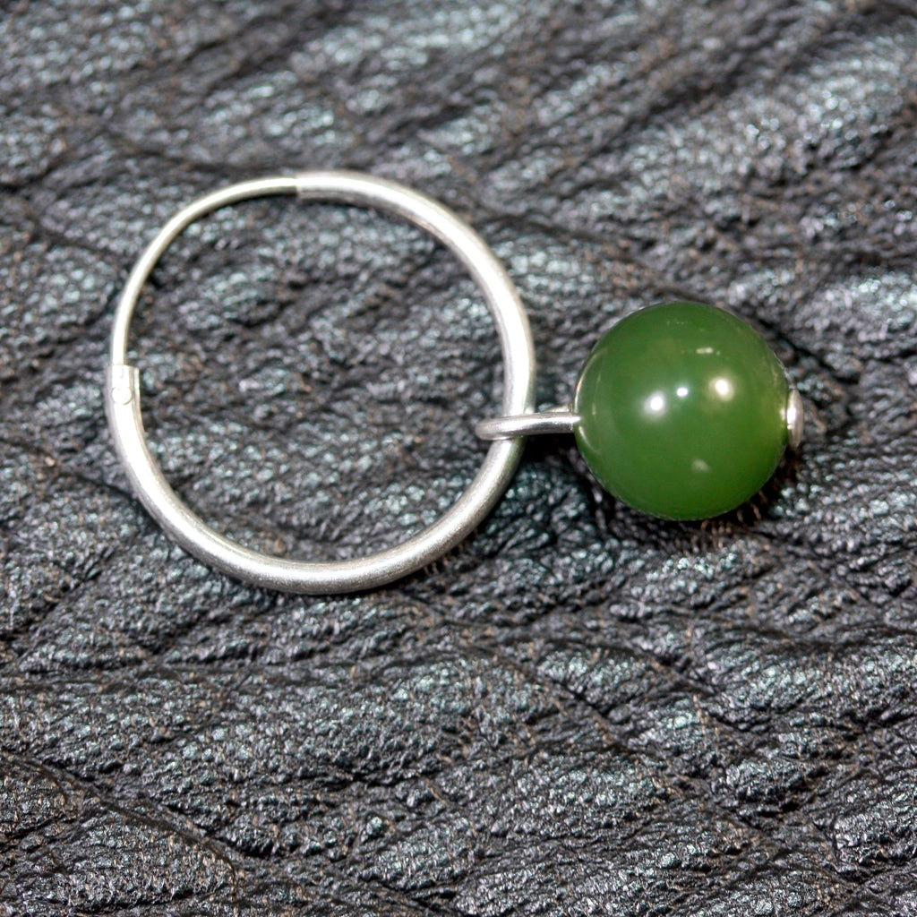 sterling silver hoops Pounamu (Greenstone) Earrings small - SALE