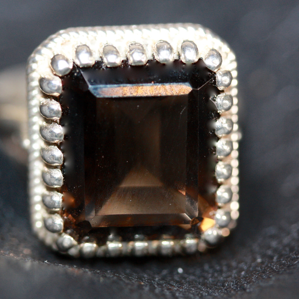 A Smoky Quartz Tudor Throne Ring