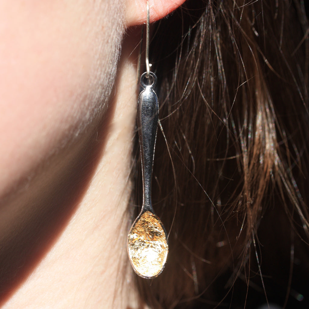 golden silver Spoon earrings - SALE