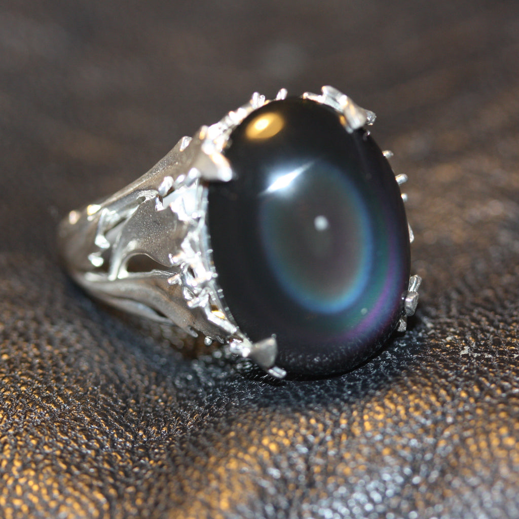 The Cosmos salad ring zora bell boyd zorabellboyd zorabellboydjewellery cosmosring rainbow obsidian ring