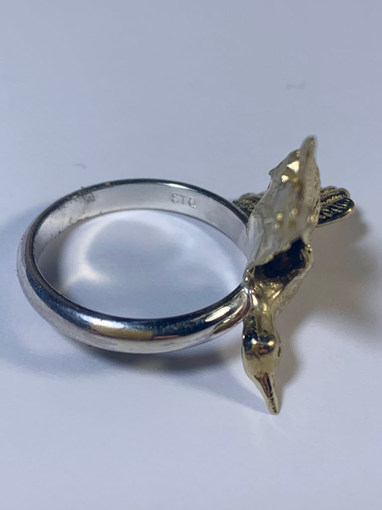 Golden Hummingbird Ring