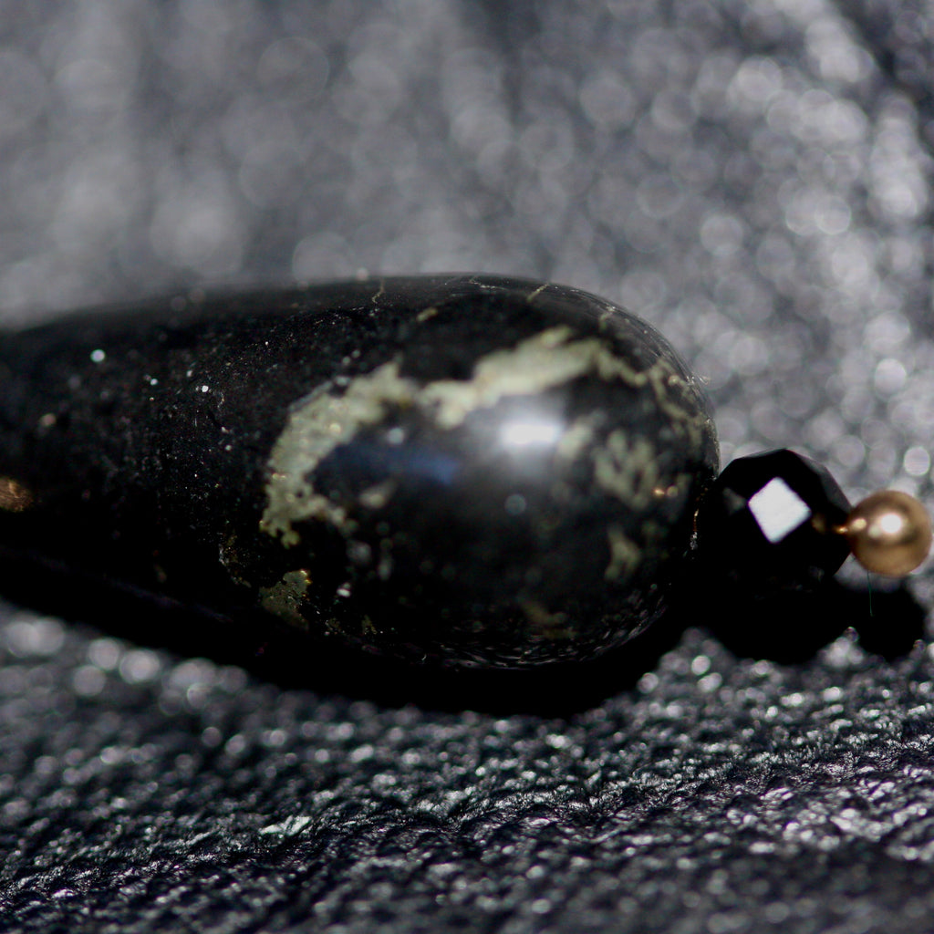 1 A A 14ct gold filled Shungite and black spinel earrings