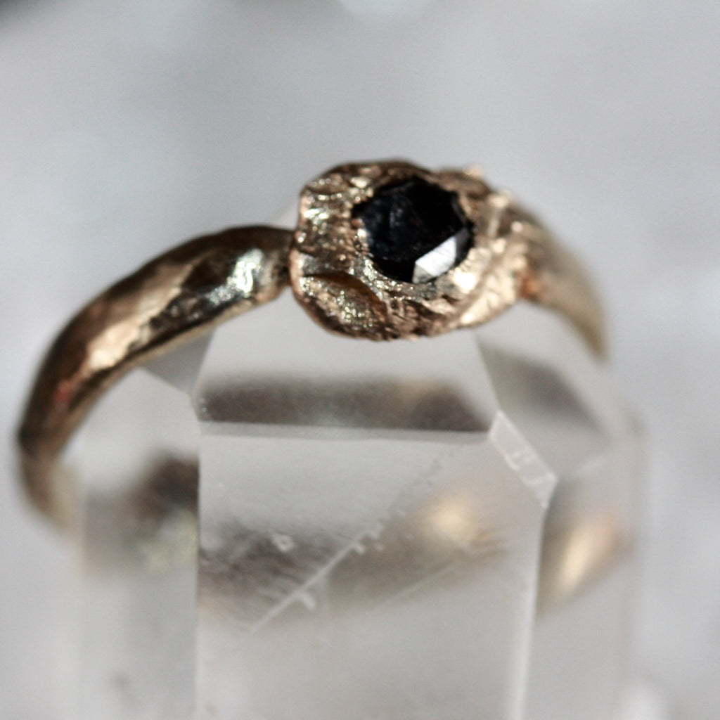 9ct Gold Black Diamond Pinky Ring