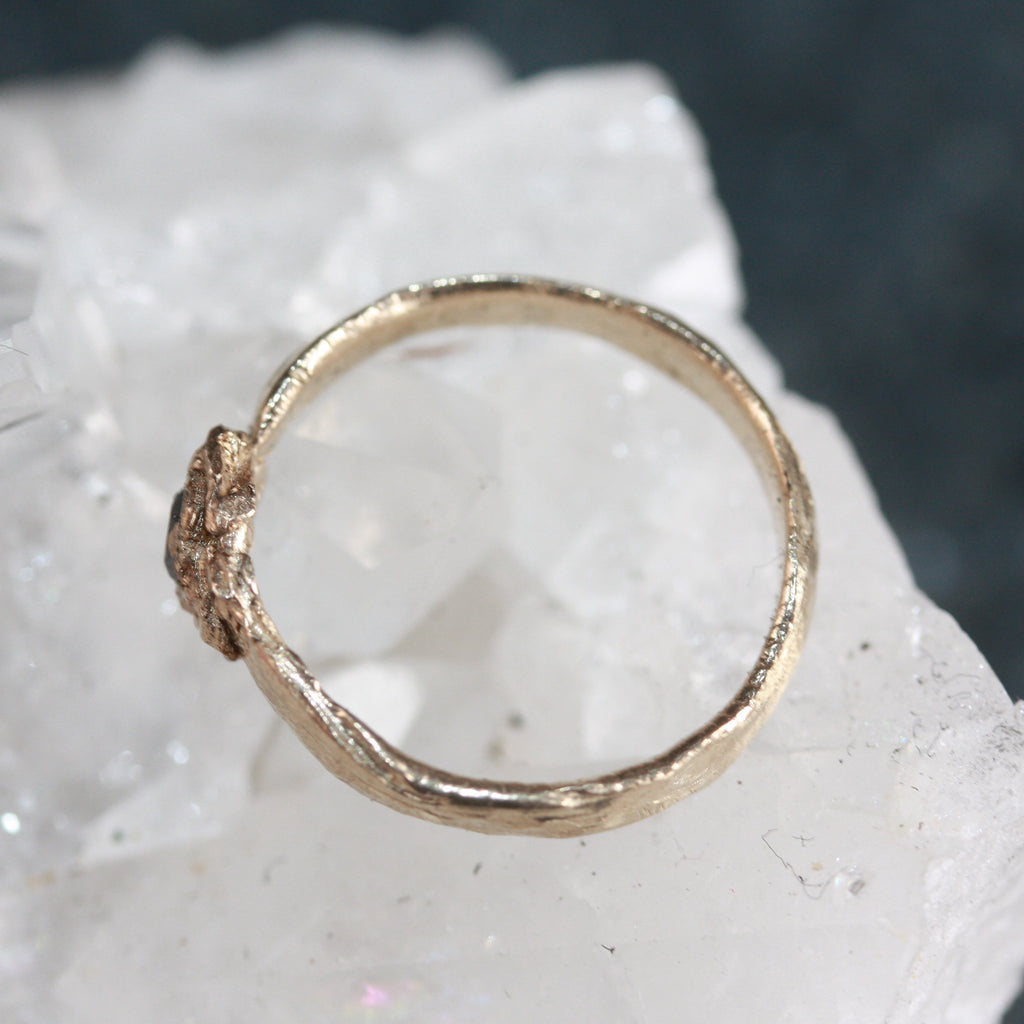 9ct Gold Black Diamond Pinky Ring