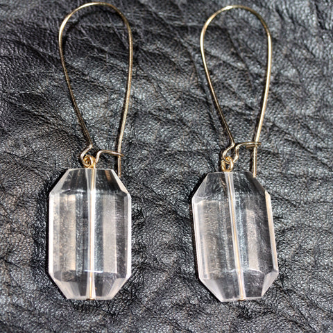 Day 22 Faceted Clear Quartz Earrings  - Gold plated hooks