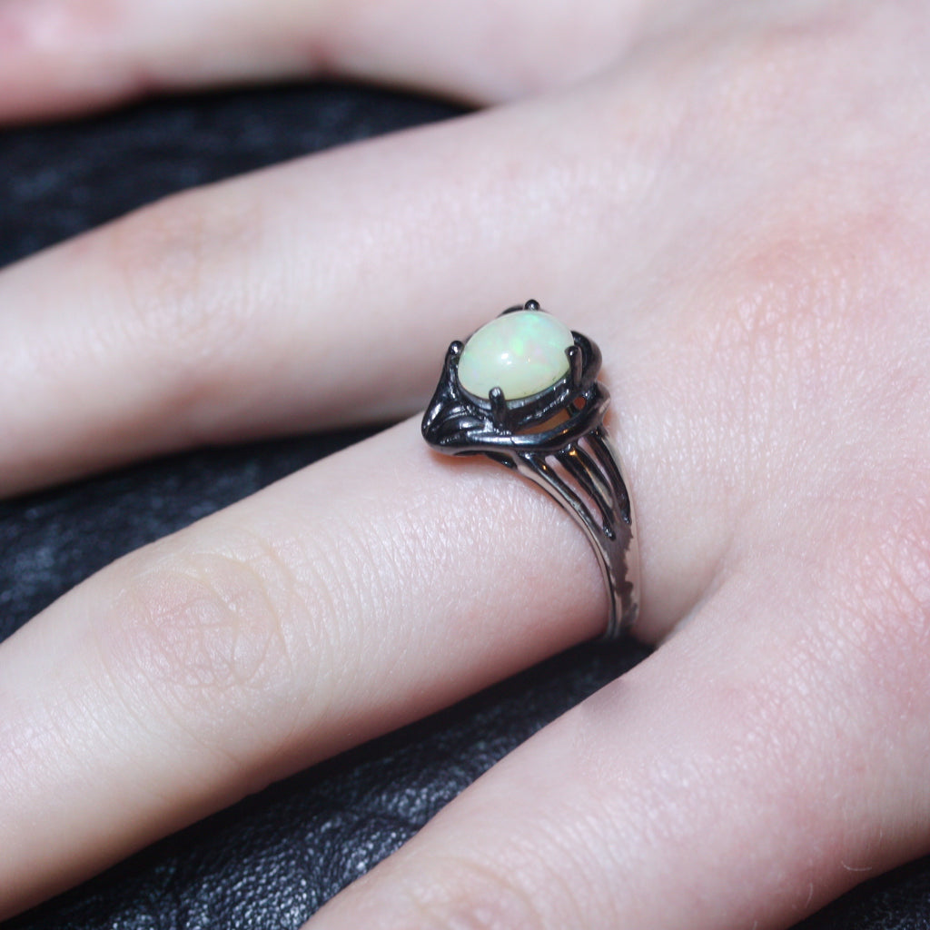 A Small white Opal Egg Ring size R1/2- SALE