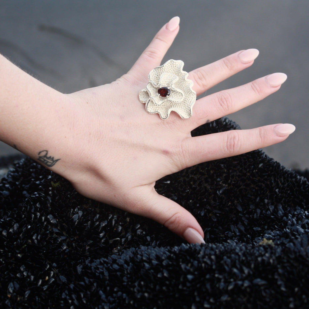 Brain Flower Ring With Stone