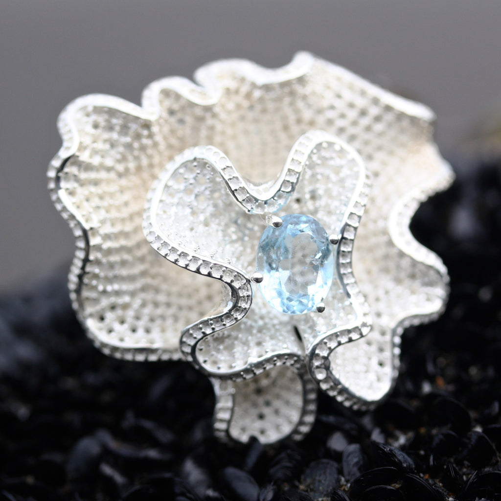 Brain Flower Ring With Stone