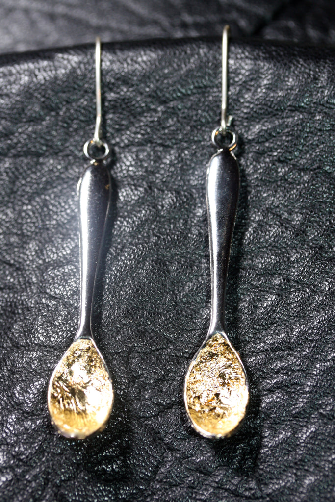 golden silver Spoon earrings - SALE