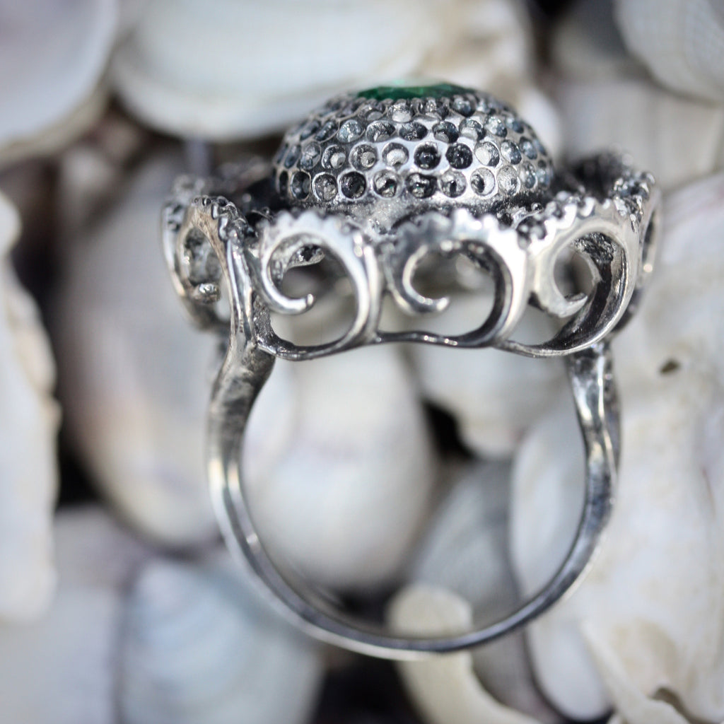 Floral Pod Ring With Stone