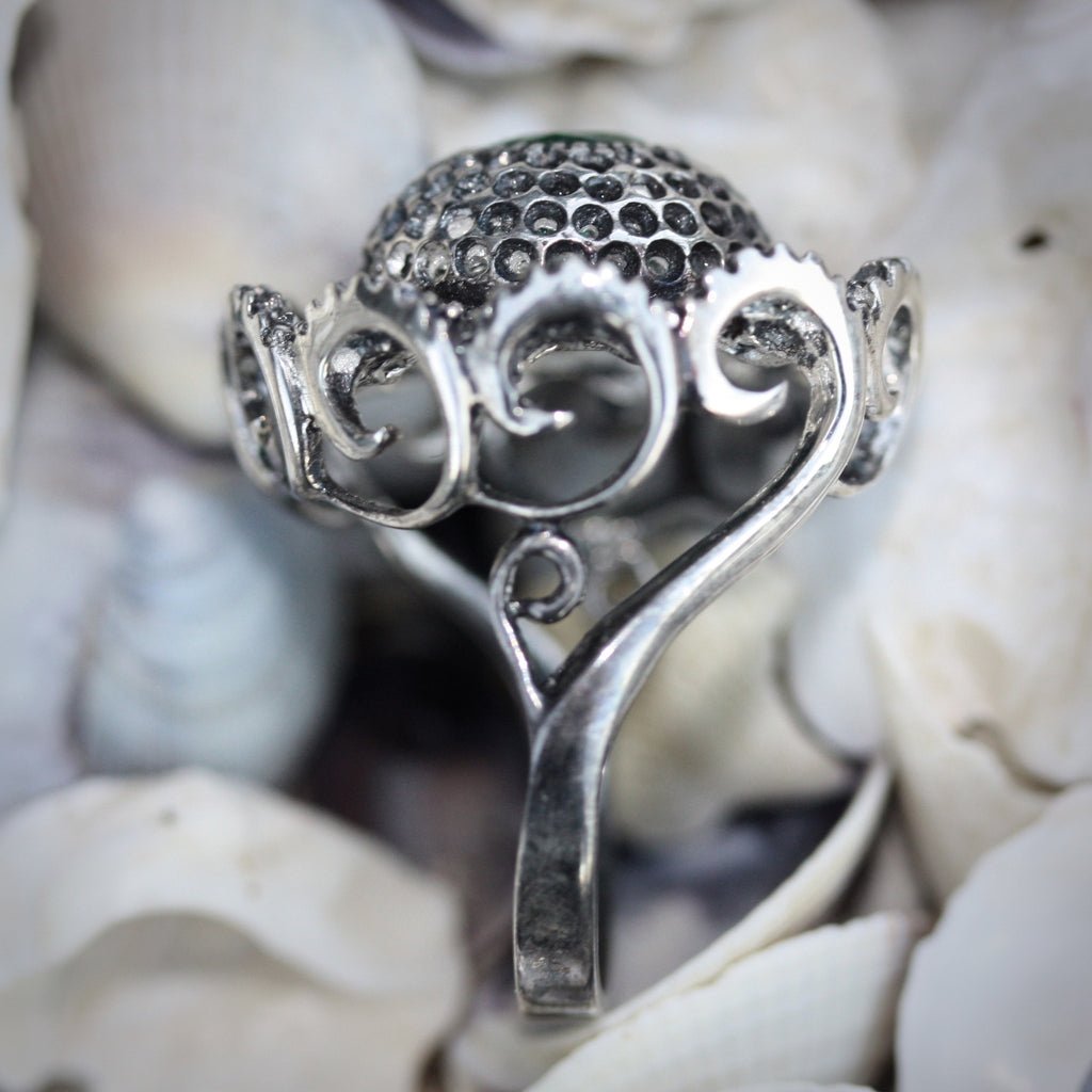 Floral Pod Ring With Stone