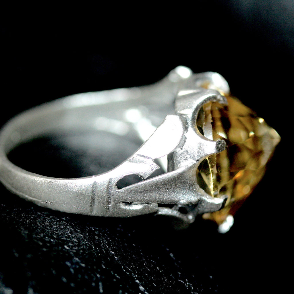 1 A A citrine up point leaf pod ring