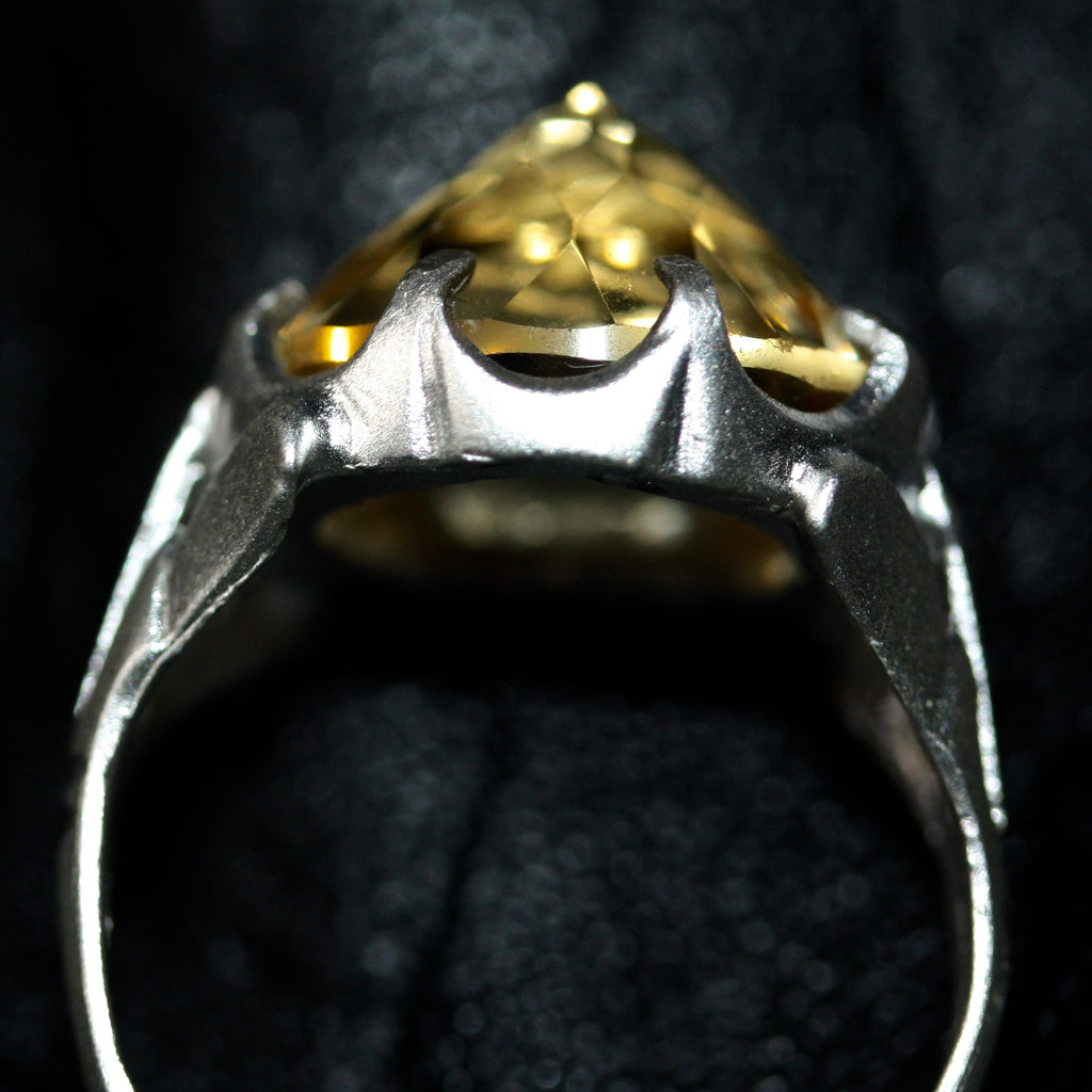 1 A A citrine up point leaf pod ring