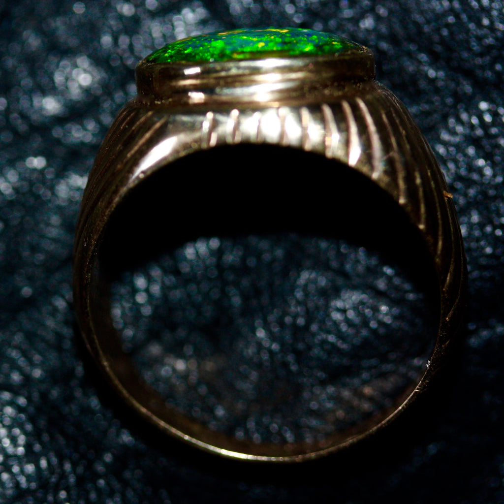 9ct Gold Blue and Green Opal Ring- Unisex