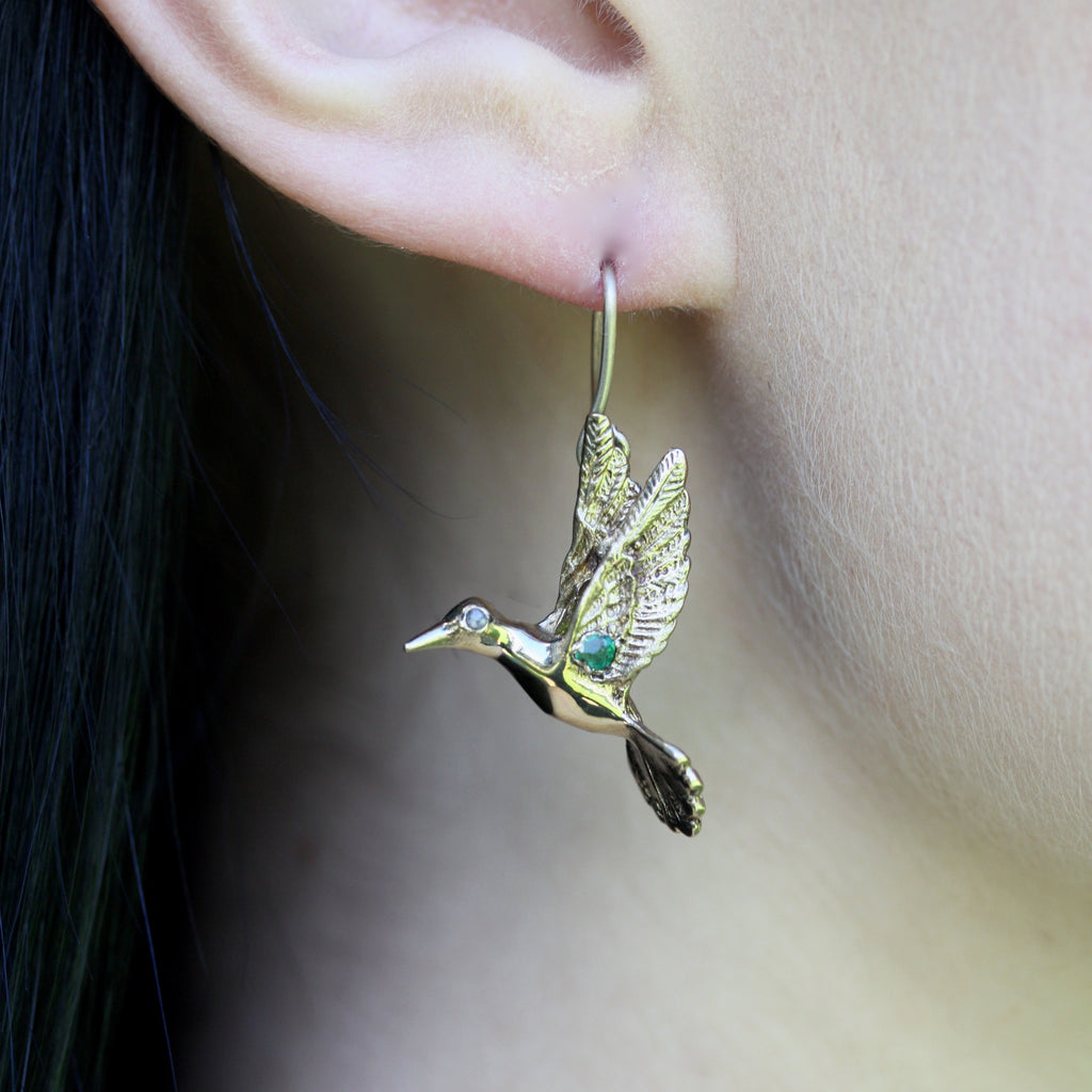 A passion heart Hummingbird Earrings